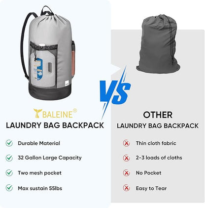 BALEINE 150L Laundry Bag Backpack, 900D Oxford Fabric Large Travel Laundry Bags