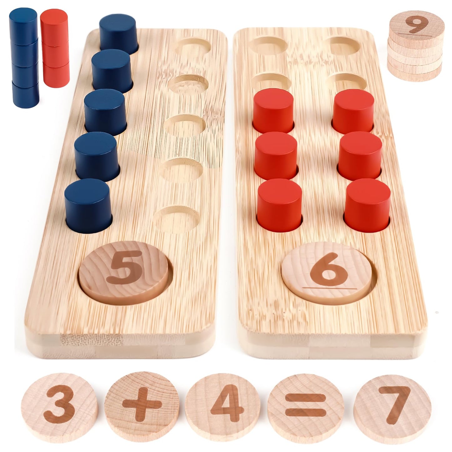 DINORUN Montessori Toys for 3 4 5 Year Old Boy Girl Birthday Gifts - Wooden Counting Peg Board for Kids 3-5, Math and Numbers Manipulatives Materials for Preschool Learning Activities