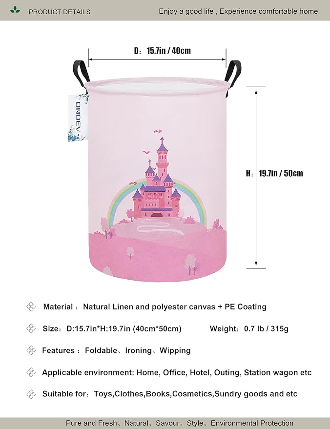Laundry Hamper, Round Waterproof Storage Basket