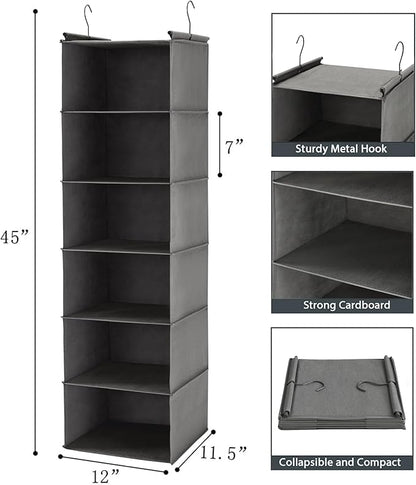 MAX Houser 6 Tier Shelf Hanging Closet Organizer, Closet Hanging Shelf