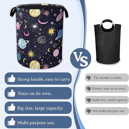 Planet Moon Universe Galaxy Laundry Basket, Foldable Waterproof Oxford Cloth