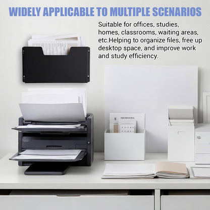 ElaraBerry 2 Pack Metal Wall File Holder, Hanging Wall Mount File Organizer, Single Pocket Letter Size, Metal Chart Holder for Office Home Document Mail Paperwork Magazine Storage Organizer