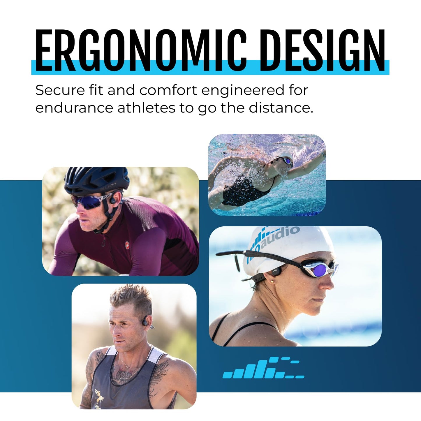 H2O Audio TRI 2 PRO Multi-Sport Waterproof Bone Conduction Open Ear Headphones, Bluetooth 5.3 for Running and Cycling, MP3 Mode for Swimming, IPX8, 8GB Memory, Playlist+ App Included for Streaming