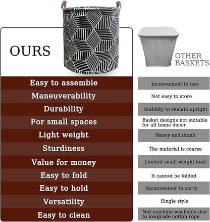 Waterproof Laundry Hamper Collapsible Laundry Basket Leather Handle Laundry Bag