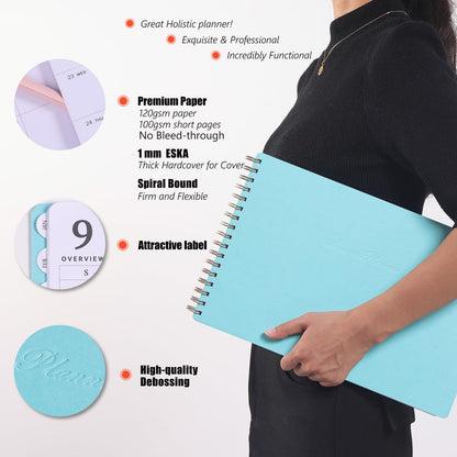 Leanga 2026 Planner, Dated Weekly & Monthly Planner with Goal Setting and Habit Tracker for Achieving Success, Academic Desk Calendar-13-1/2" x 9",Large Hardcover Dashboard Deskpad-Azure