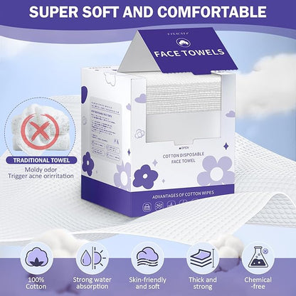 Face Towels, Disposable Face Towelette, Makeup Remover Dry Wipes 100 Count