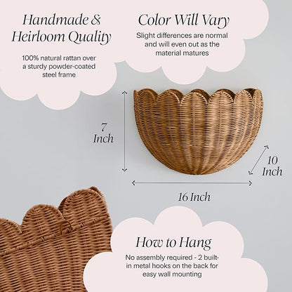 BEBE BASK Scalloped Wicker Hanging Basket