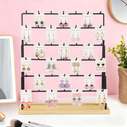 JIUCAN Earring Display for Vendors, 6 Tiers Earring Rack Display Holder Stand, Earring Organizer Holder, Jewelry Display for Selling Earings Cards, Necklaces Rings Bracelets, Keychains (Black)