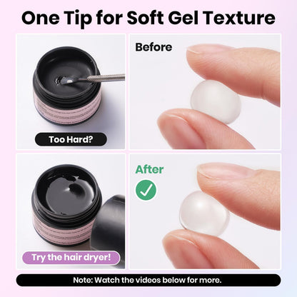 Beetles 3D Gel Nail Art Kit-1oz Clear Solid Builder Nail Gel,5 in 1 Non-Sticky Hand Sculpting Building 3D Nails with Sculpting Pen for Beginner DIY UV Nails Salon at Home,Crystal Orb Gifts for Women
