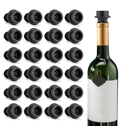 WOTOR Wine Stoppers - Vacuum Wine Saver, Preserver & Sealer (Black, 24 Pieces)