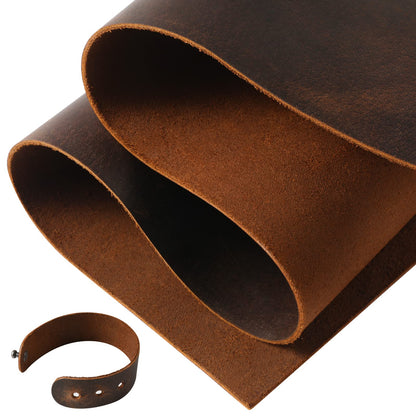 RingSun Genuine Leather Sheets for Crafts 12''X12'' Full Grain Leather Tooling Leather (2mm) Thick Cowhide Leather Pieces Square, Red Brown