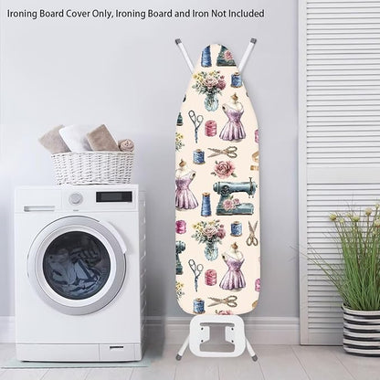 Sprowallow Flowers Ironing Board Cover Standard Size Silicone Coated 15x54 inch