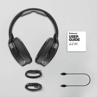 Skullcandy Hesh ANC Wireless Over-Ear Bluetooth Headphones with Extra USB-C Charging Cable, Active Noise Canceling, 22 Hrs Battery, Foldable Lightweight Design, Microphone iPhone Android - True Black