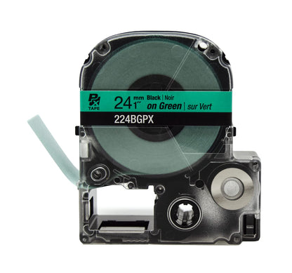 Epson LABELWORKS 224BGPX Genuine PET (Polyester) Tape Cartridge - Black on Green Label Maker Tape - 1" (24MM) Wide, 30'