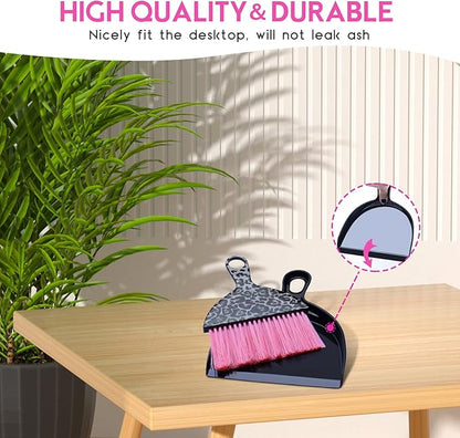 THINKLEARN 2PCS Mini Dustpan and Brush Set, Small Broom and Dustpan Set