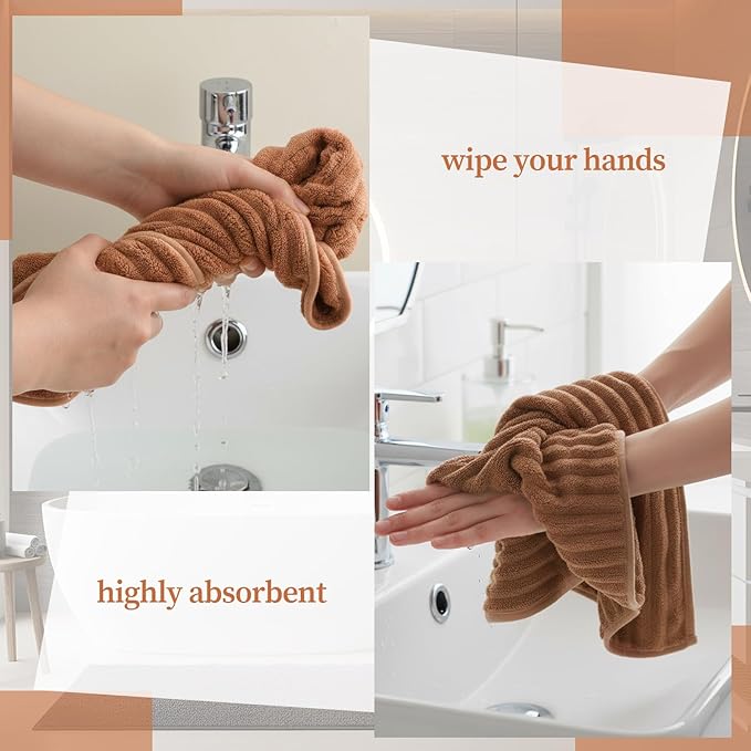4 Pcs Hand Towel for Bathroom 14 x 30 Inch Neutral Microfiber Quick Dry