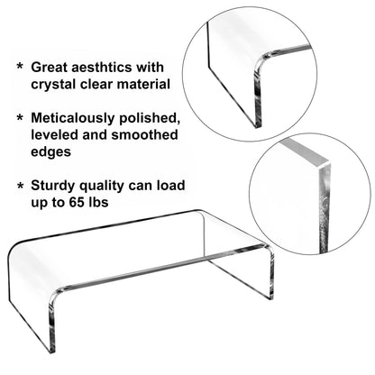 AMT Premium Acrylic Clear Monitor Stand Laptop/PC/Multimedia Monitor Riser for Home Office