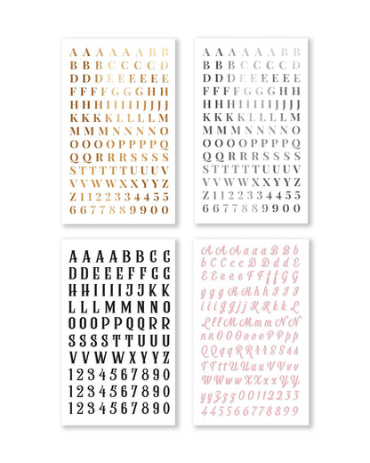 Rongrong Alphabet Collection Sticker Book for Planners, Journals, Scrapbooks – Letters in Multiple Fonts, Sizes & Styles – Perfect for Personalizing Tabs, Labels & Creative Projects - 25 Pages
