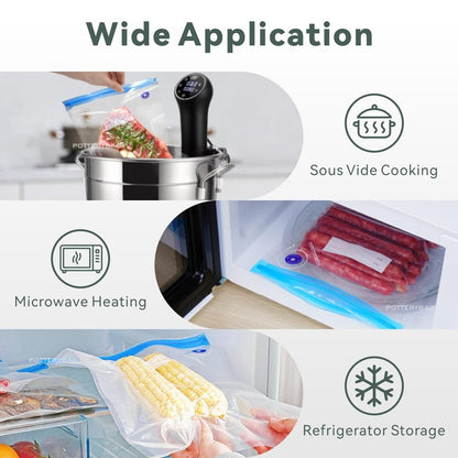 Sous Vide Bags Reusable 30 Pcs Upgrade, Reusable Vacuum Seal Bags(S+M+L) Compatible for Food for Anova, Joule Cookers, BPA Free Sous Vide Kit
