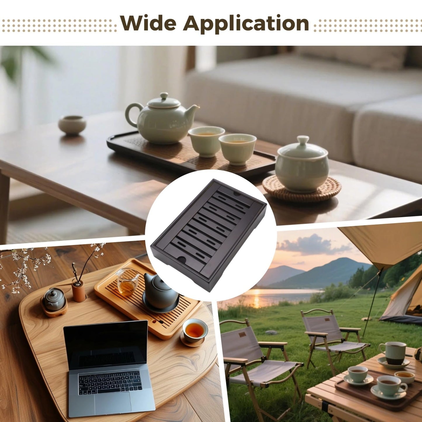 Drainage Tea Serving Tray for Gongfu Tea Set, Wooden Drainage Serving Board for Teapot Cups, Small 11.0 x 7.1 x 2.2 in Kung Fu Tabletop Tray, Compact Ceremony Accessories for Home Brewing