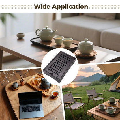 Drainage Tea Serving Tray for Gongfu Tea Set, Wooden Drainage Serving Board for Teapot Cups, Small 11.0 x 7.1 x 2.2 in Kung Fu Tabletop Tray, Compact Ceremony Accessories for Home Brewing