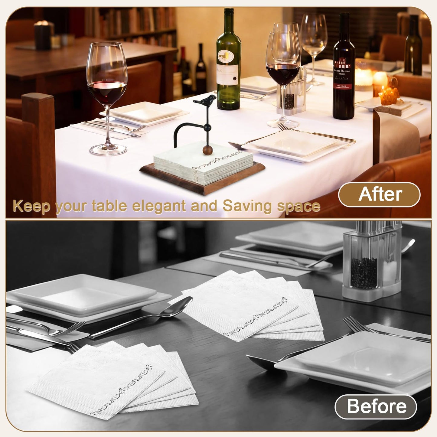 Yedcxup Wooden Napkin Holder for Table, Black Square Cocktail Napkin Holders for 5-7.5 Inch Paper Napkins, Suitable for Kitchen, Party, Picnic, Bar, Cafe, Hotel, Office, Home Decor, Outdoor
