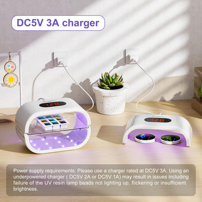 Suzzam UV Light for Resin, Large Double-Sided UV Resin Light, 2 in 1 & Split Usageable, 360° Wide Coverage & 3 Timer Settings Digital Display Screen, 36W Fast Curing for DIY Crafts