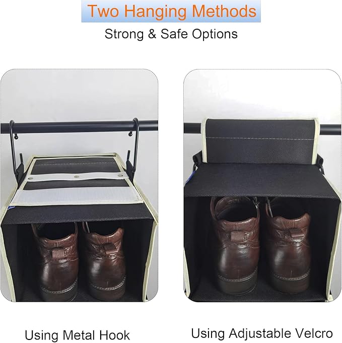 2 Pack Large-Sized Hanging Shoe Organizer 8-Shelf, Hanging Closet Organizer