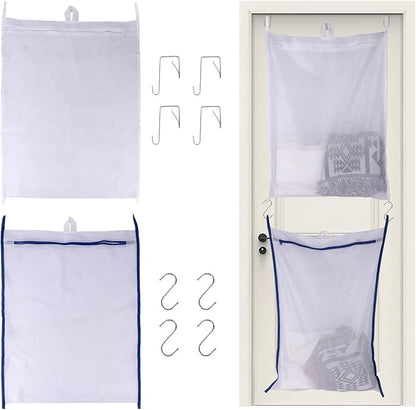 Klmnop 2 Pack Over the Door Laundry Hamper, Large Mesh Laundry Hamper Bag