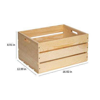 FORBRADS 1 Piece Large Pine Wood Crates For Storage, Unfinished Natural Wooden Crates, 17" x 13" x 8.9"
