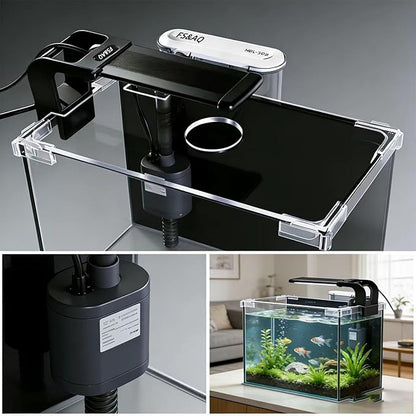 FS&AQ 2.5 Gallon Betta Fish Tank with Filter Light and Lid Small Aquarium Starter Kit Perfect for Desktops Offices or Beginners