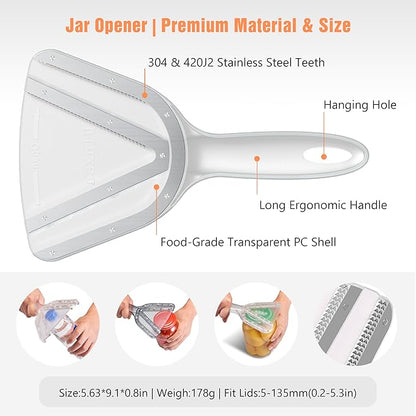 Uinxan Jar Opener for Weak Hands & Seniors with Arthritis - Handheld Manual | Effortlessly Opens Stubborn Screw Lids & Bottle Caps. 304 Stainless Steel. Durable. Patented Kitchen Gadget (Green)