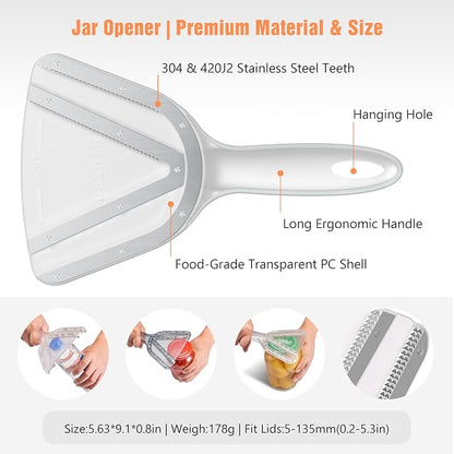 Uinxan Jar Opener for Weak Hands & Seniors with Arthritis - Handheld Manual | Effortlessly Opens Stubborn Screw Lids & Bottle Caps. 304 Stainless Steel. Durable. Patented Kitchen Gadget (Purple)