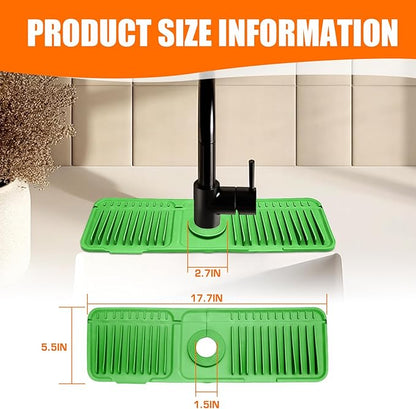 17.7" Green Button Style Faucet Drip Catcher – Silicone Faucet Mat