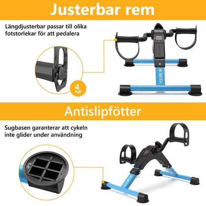 Pedal Exerciser Leg and Arm Exercise Bike with LCD Monitor Foldable (black/blue)
