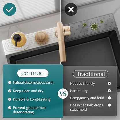 Faucet Mat for Kitchen Sink – Diatomite Stone Drying Mat & Sink Protector