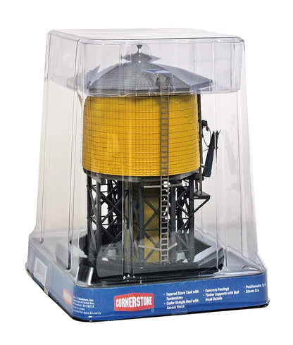 Walthers Cornerstone Wood Water Tank Yellow Ochre 933-2813 HO Scale Model Railroad - Structure Assembled Model