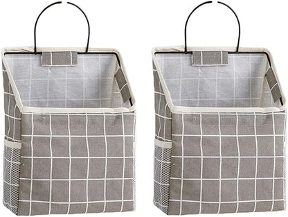 2 Pcs Wall-Hanging Storage Bags, Desktop Organizer Basket Cotton Linen Hanging