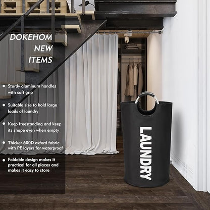 DOKEHOM 125L X-Large Laundry Basket, Collapsible Laundry Bag, Freestanding Tall