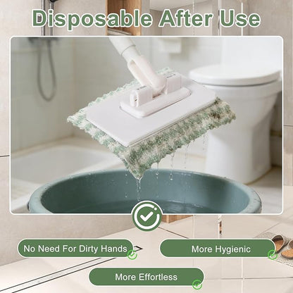 Disposable Dust Mop with 10 Reusable Cloths, Mini Foldable Mop, No-Touch Attach