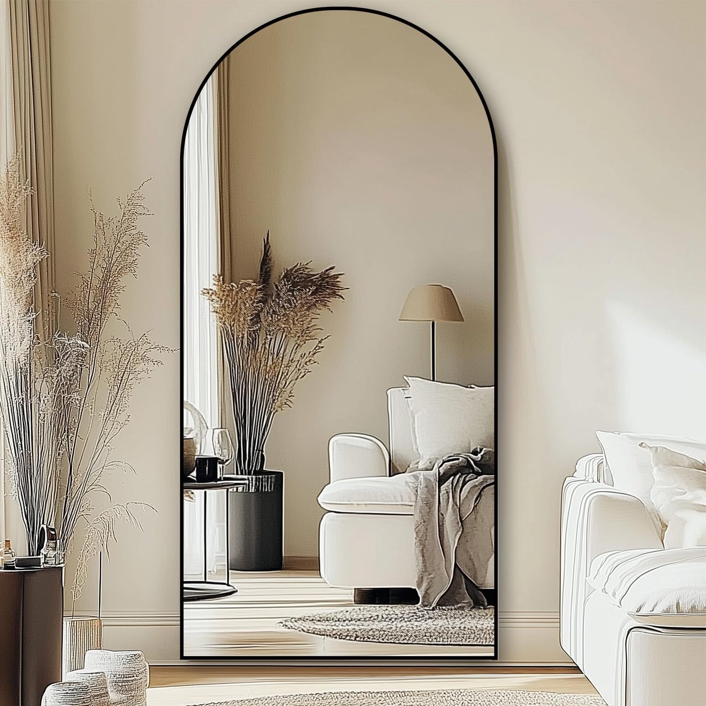 ABSWHLM Oversized Full Length Mirror 78x38 Inch - Wall Mounted or Standing Floor Mirror with Aluminum Alloy Frame, Shatterproof Tempered Glass - Modern Mirror for Bedroom, Living Room, Closet, Black