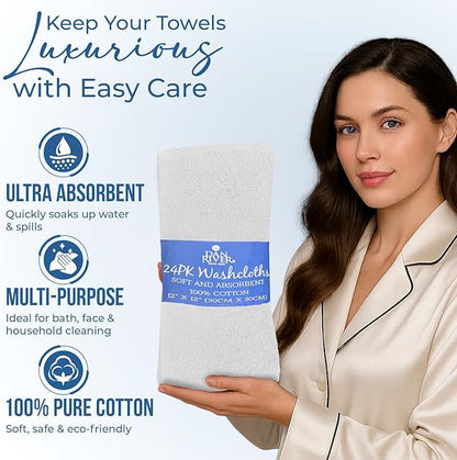 DAN RIVER 24 Pack Wash Cloths for Showering
