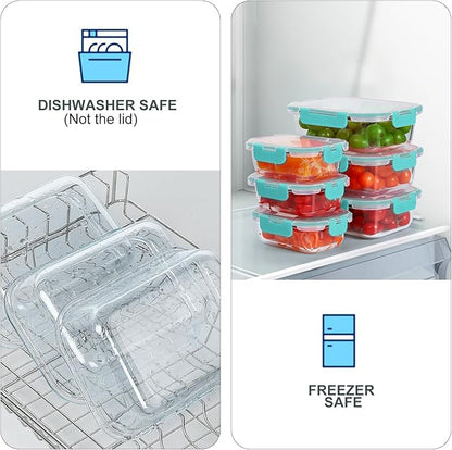 KOMUEE 10 Pack Glass Food Storage Containers, Meal Prep Containers