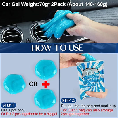 Car Interior Duster Detail Brush Cleaning Gel Kit, Soft Dash Vent Dusting Slime
