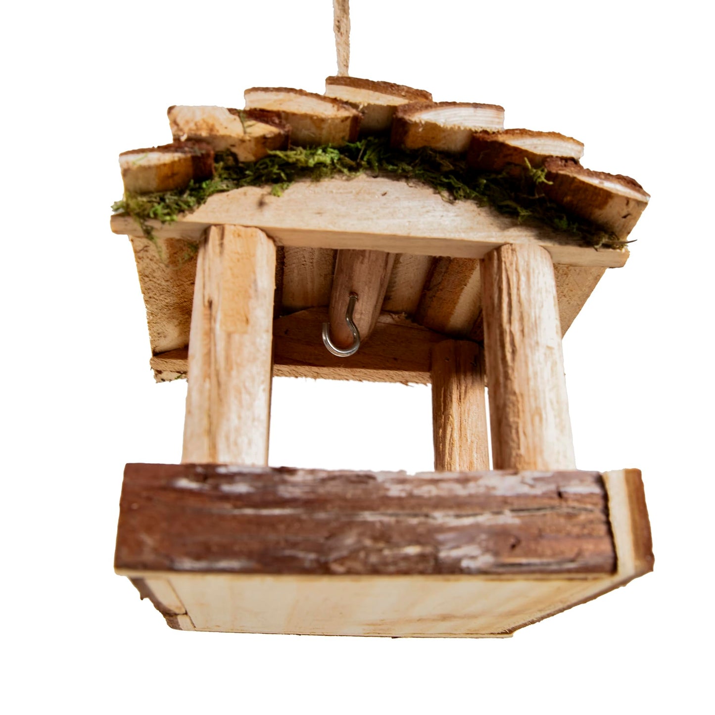 YCHTEWY-Handmade Wooden Outdoor Bird Feeder, 7-Inch, Wild Bird, Ranch Patio Yard Tree Hanging