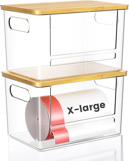 Trash Bag Dispenser 2-Pack, Stackable Trash Bag Holder