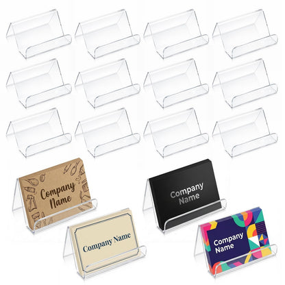 AOZUO 16 Pack Acrylic Business Card Holder for Desk, Business Card Display Stand Clear Desktop Business Name Card Holders Capacity 60 Cards