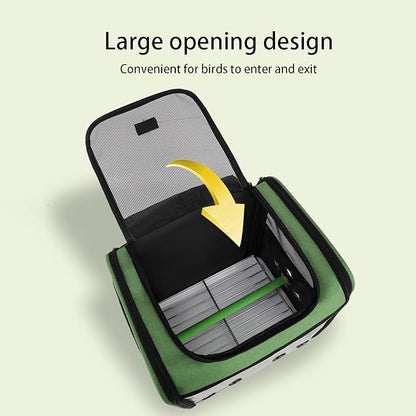 Bird Stroller Bird Backpack Carrier with Perch 14 * 11 * 16in Panoramic View with 3 Side Vents Removable Tray for Conures Parakeet Budgie (Blue)