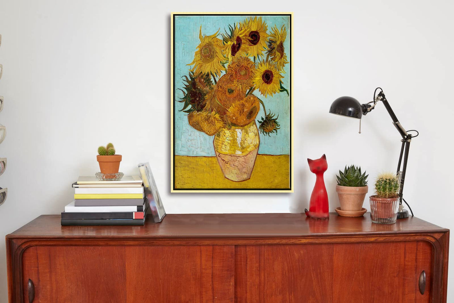 Wieco Art Framed Wall Art Canvas Prints of Sunflower by Vincent Van Gogh Paintings Reproduction Abstract Wall Decorations for Living Room Golden Frame