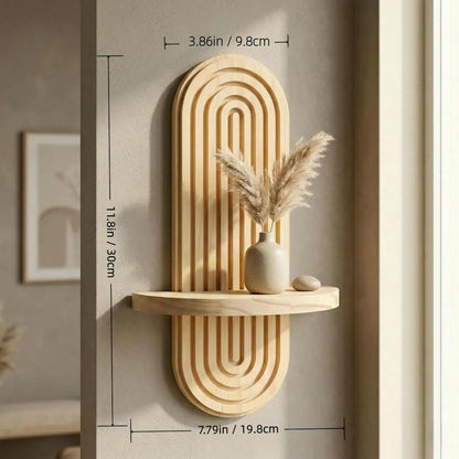 2 Pack Boho Wall Decor Shelf, Solid Wood Arched Wall Shelves, 11.8" X 7.8" Rustic Wall Mounted Shelves for Indoor, Wall Plant Holder for Succulents & Mini Plant Pots (Natural, 11.8" X 7.8")